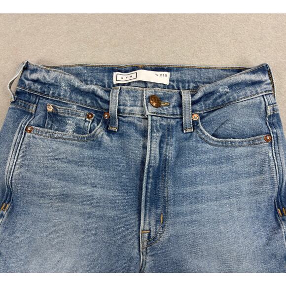 AYR 26S Women's The Sugar High Rise Straight Leg raw hem Jeans USA Made - Picture 3 of 7